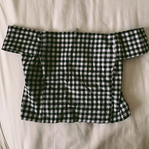 Gingham off the shoulder crop top